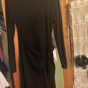 June & Hudson Black Mock Neck Sheath Dress